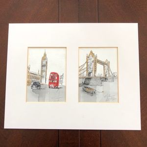 Two Original Ink & Paint by M. Tabbener London